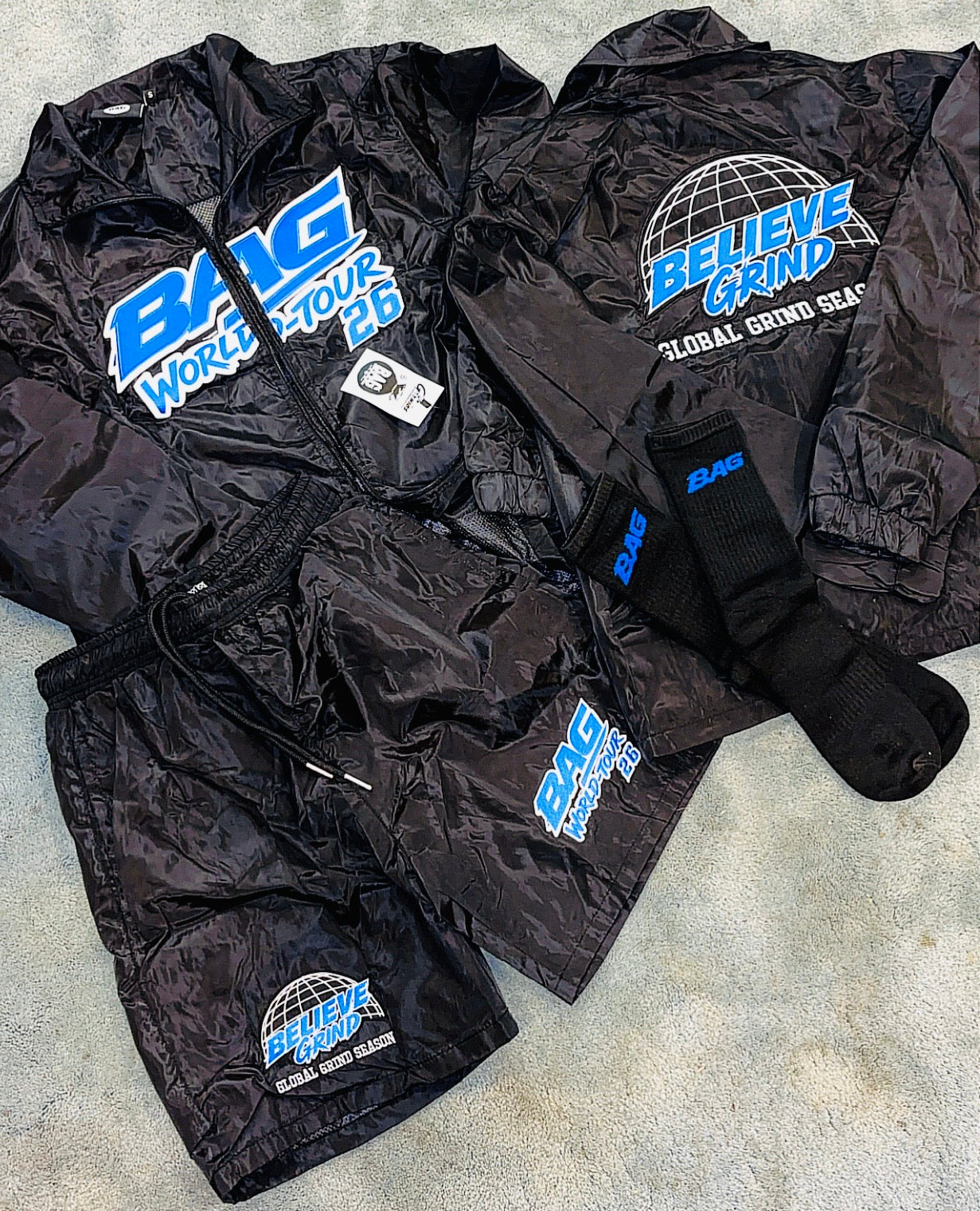 Black White X Blue Windbreaker Set