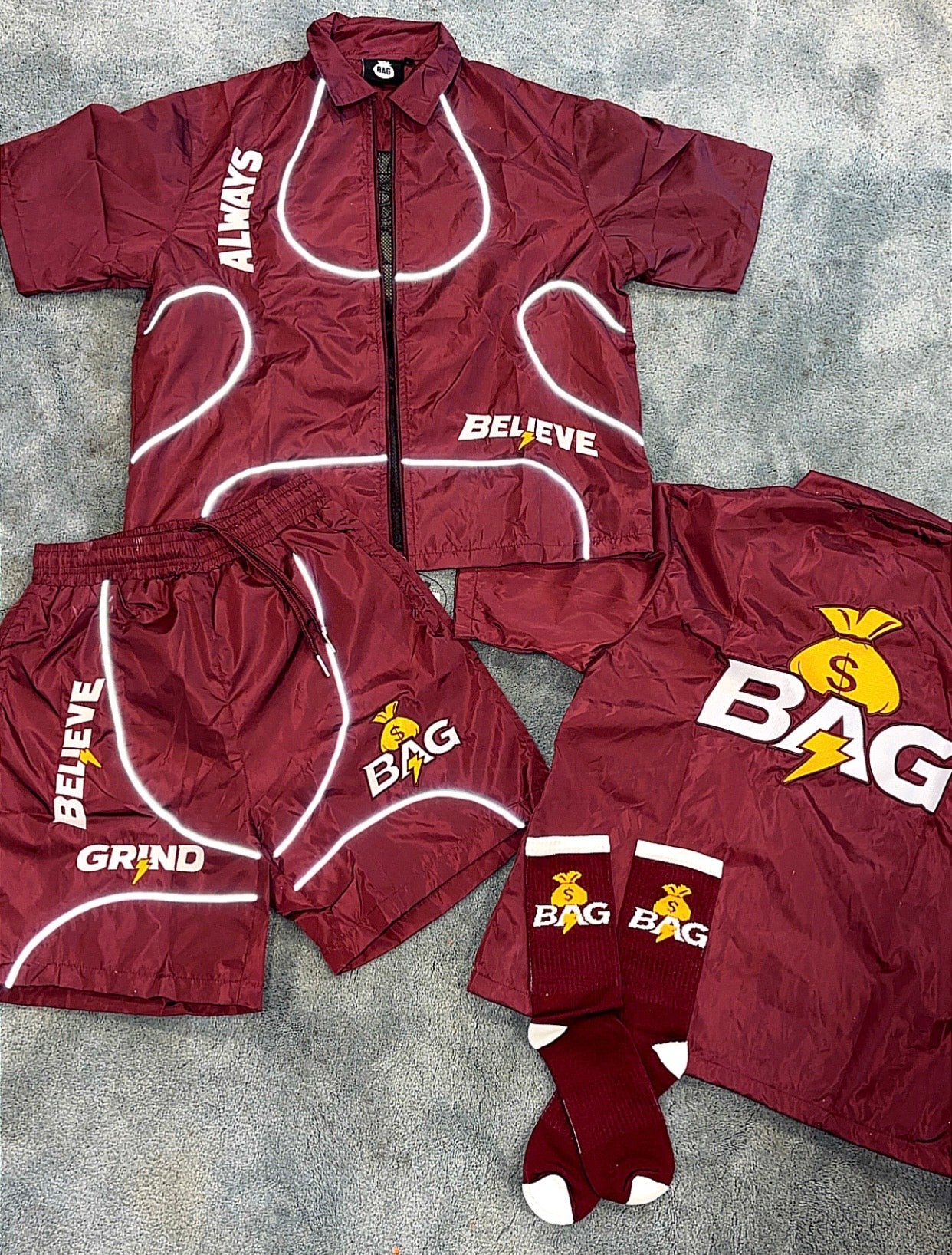 Burgundy /White