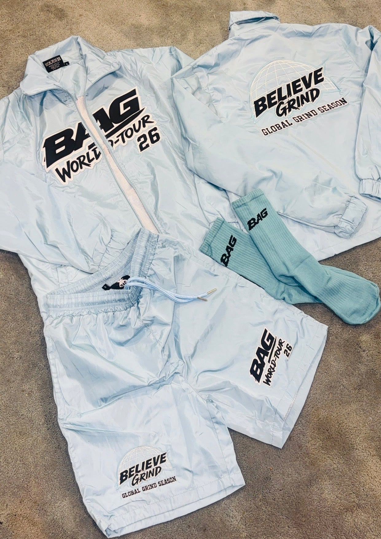 Unc Blue X White Windbreaker Set