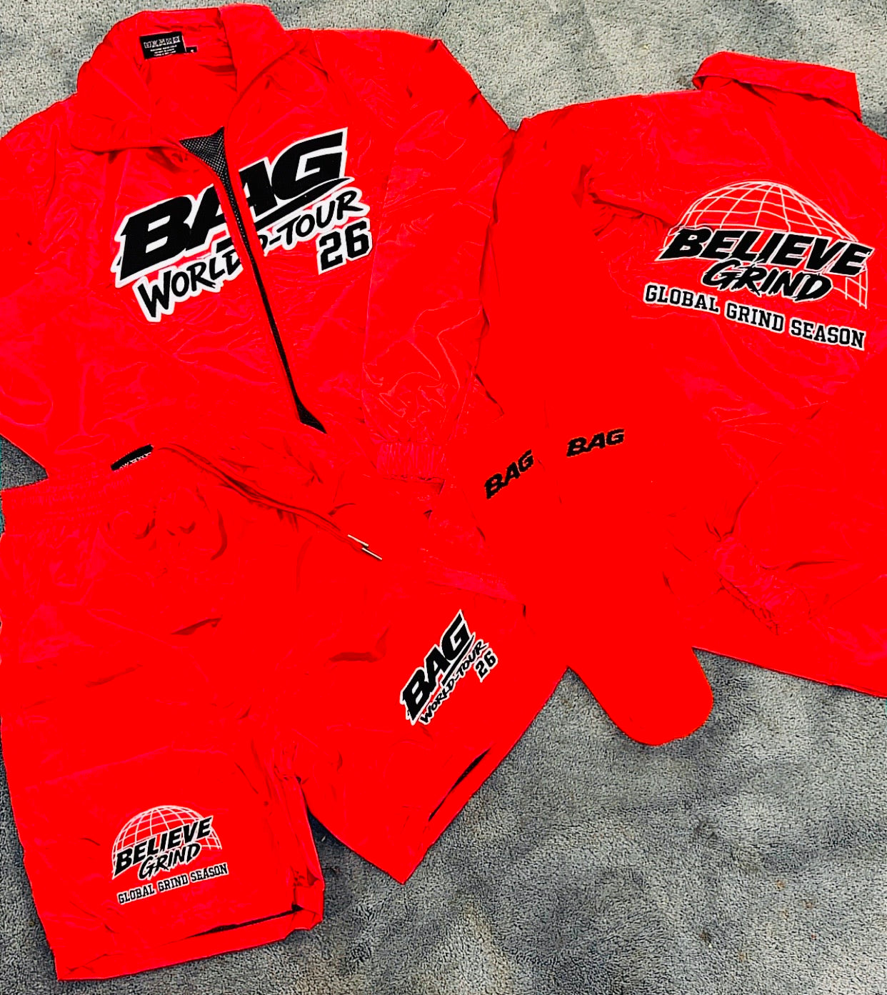 Red/White X Black Windbreaker Set